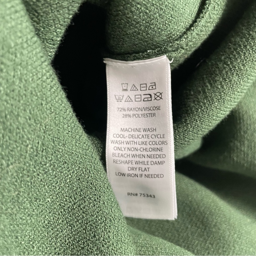 Nicole Miller Green V-Neck Sweater knit belted faux wrap - Picture 9 of 10